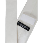 Dolce & Gabbana White Silk Blend Adjustable Tie Men Dolce & Gabbana Gray