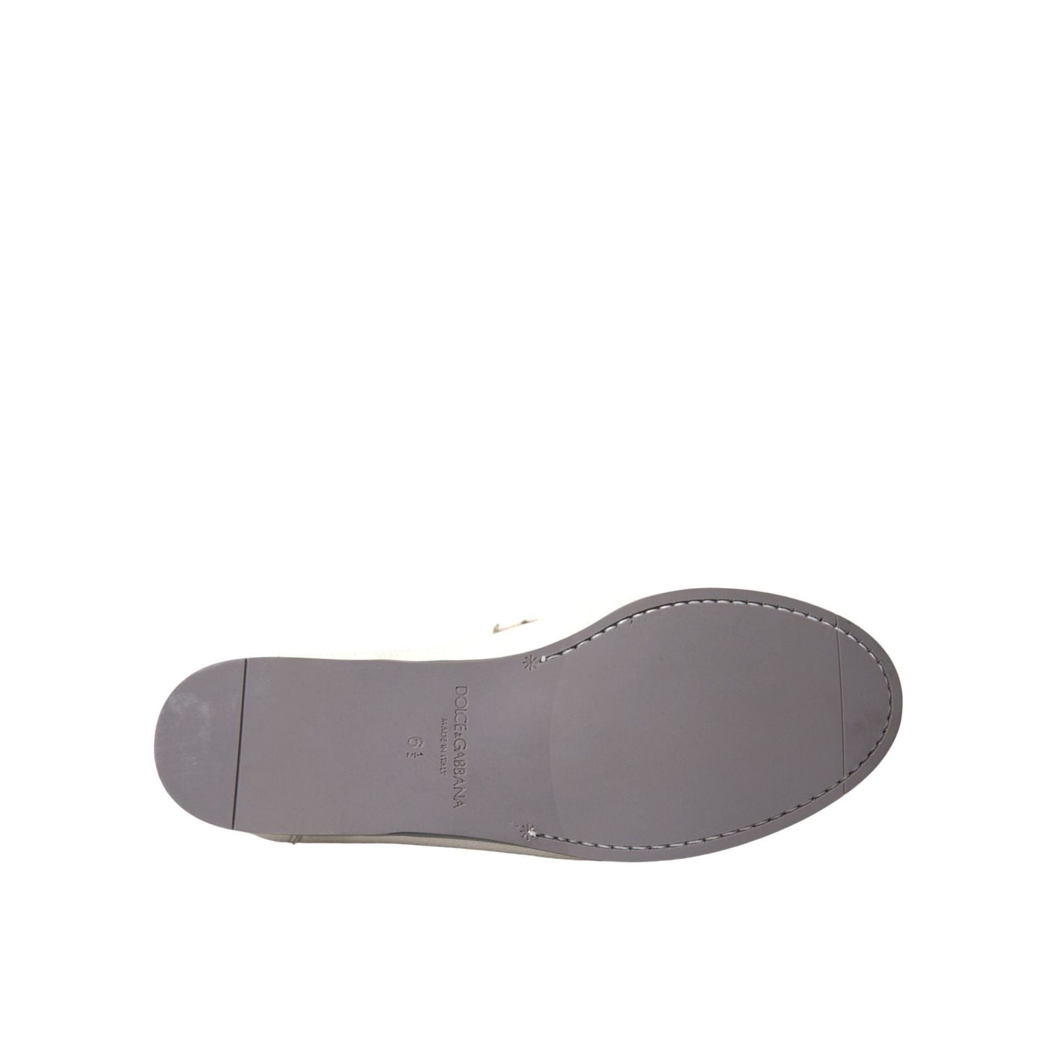 Dolce & Gabbana White Gray Leather Slip Mocassin Shoes Loafer