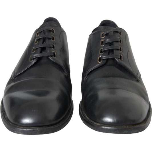 Dolce & Gabbana Black Leather Derby Formal Dress Men Shoes MV5760-43