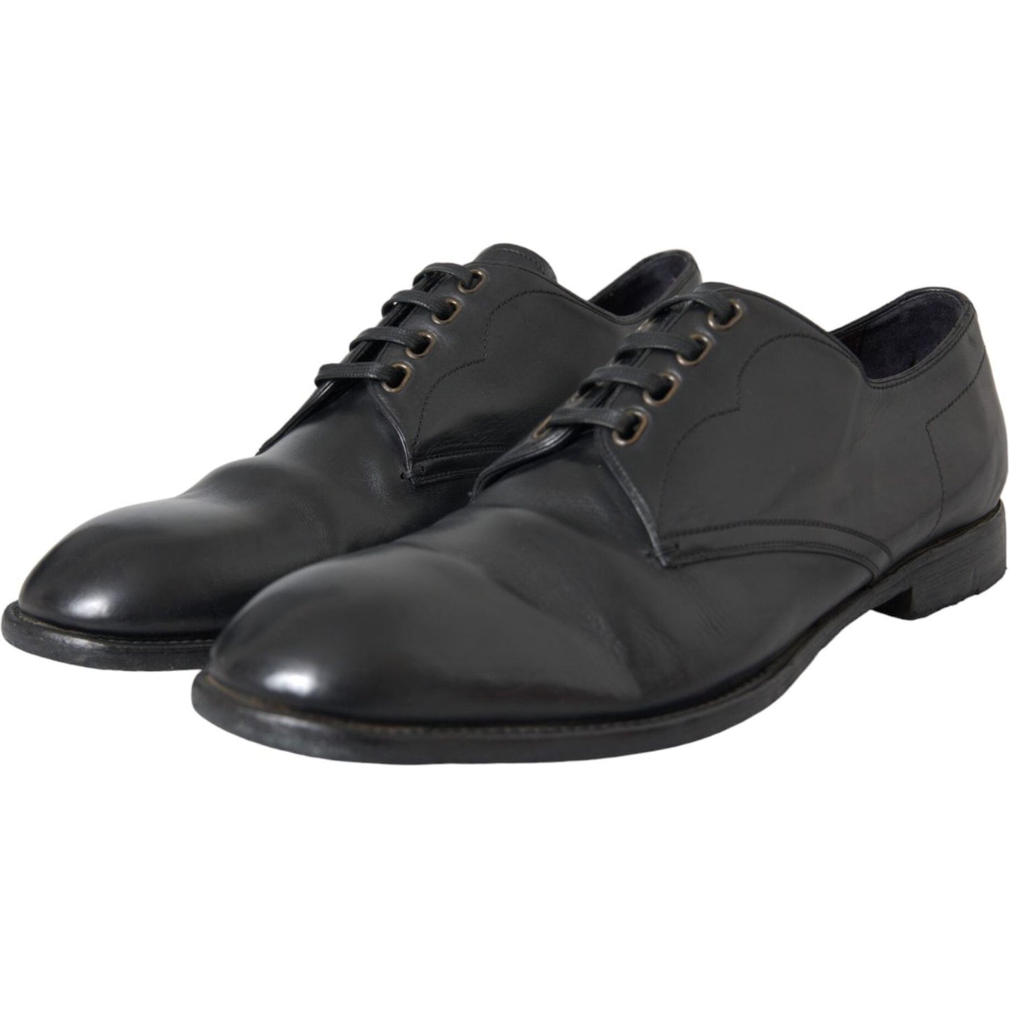 Dolce & Gabbana Black Leather Derby Formal Dress Men Shoes MV5760-43