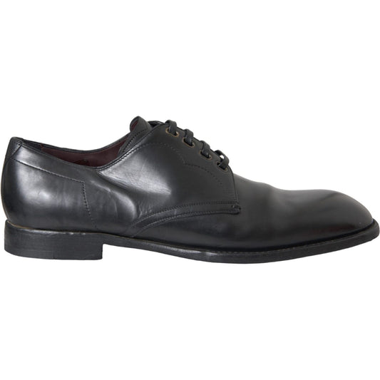 Dolce & Gabbana Black Leather Derby Formal Dress Men Shoes MV5760-43