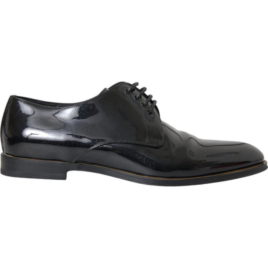Dolce & Gabbana Black Patent Leather Derby Formal Dress Shoes MV5780-42