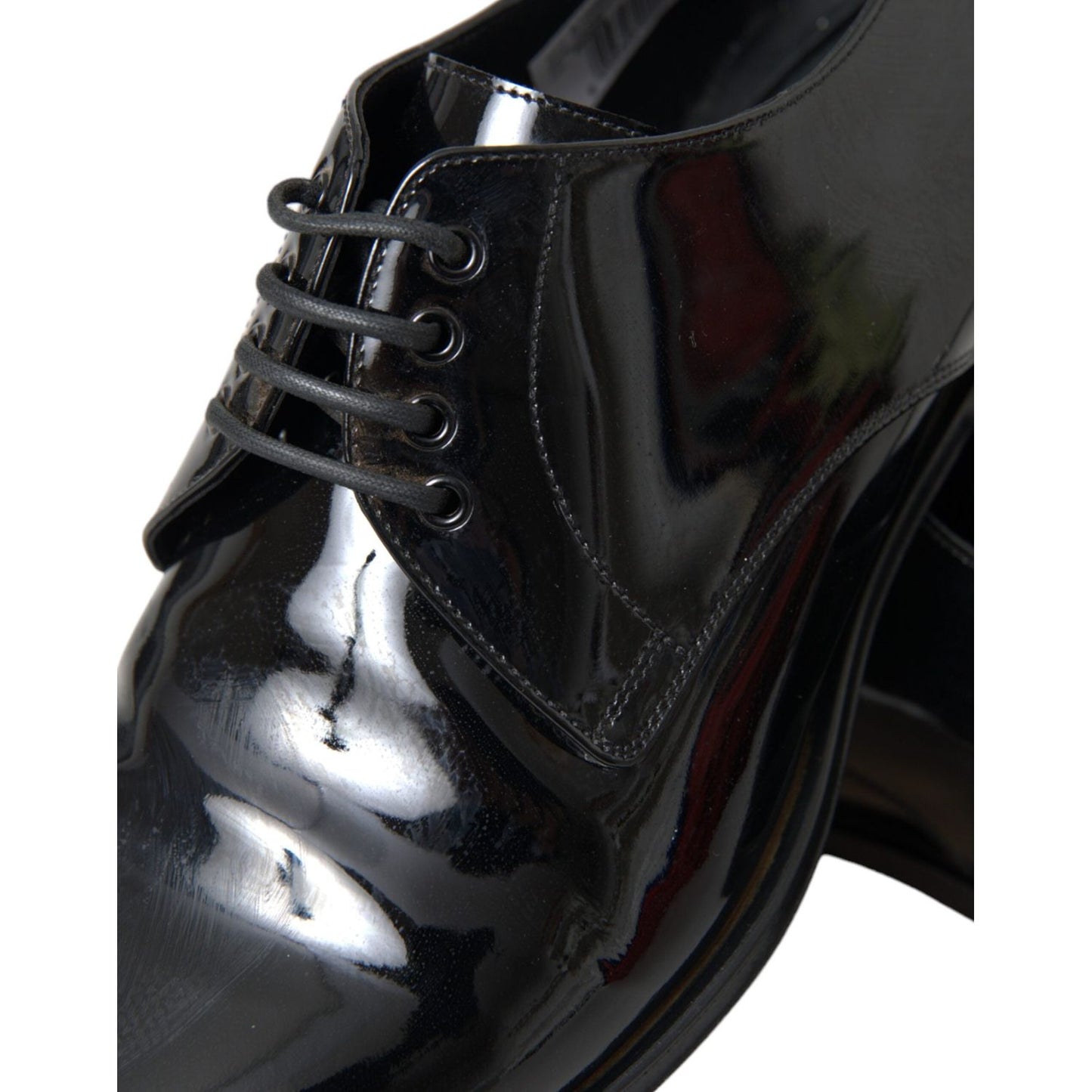 Dolce & Gabbana Black Patent Leather Derby Formal Dress Shoes MV5780-42