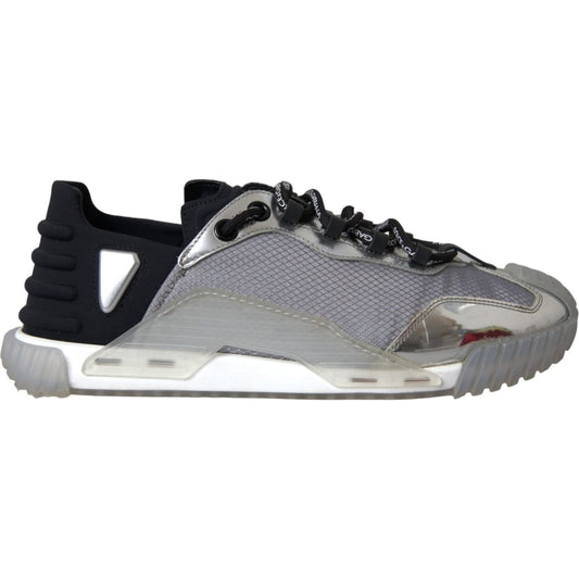 Dolce & Gabbana Silver Black Nylon NS1 Low Top Sneakers Men Shoes MV5711-42
