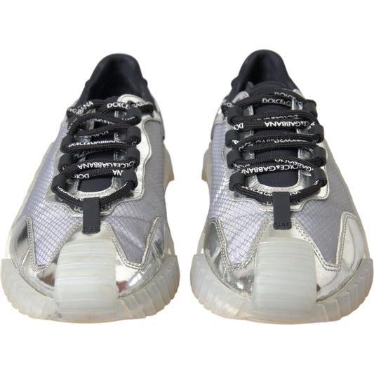 Dolce & Gabbana Silver Black Nylon NS1 Low Top Sneakers Men Shoes MV5754-41.5