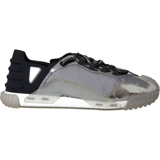 Dolce & Gabbana Silver Black Nylon NS1 Low Top Sneakers Men Shoes MV5754-41.5