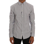 Frankie Morello White Blue Check Casual Cotton Regular Fit Shirt TSH1399-5