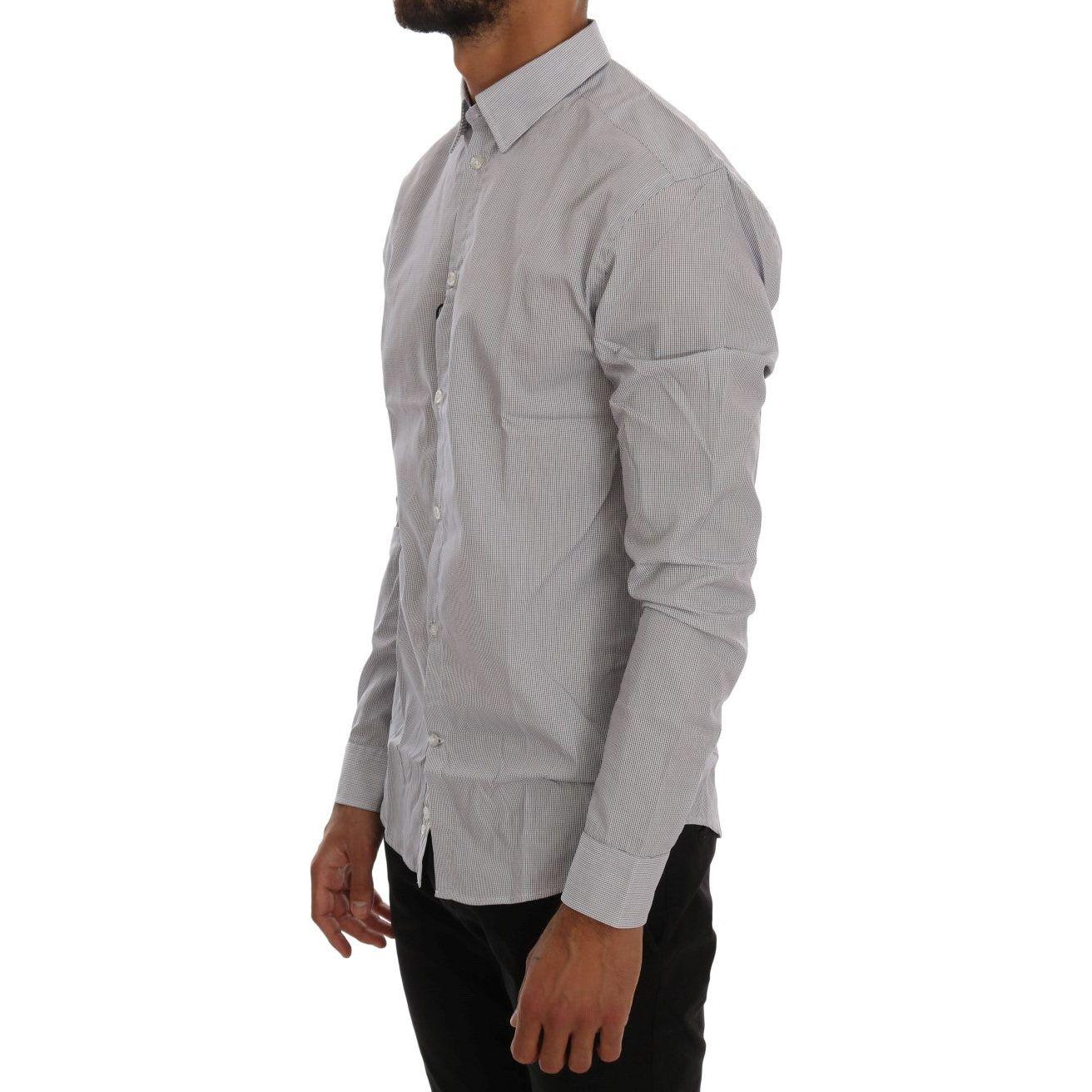 Frankie Morello White Blue Check Casual Cotton Regular Fit Shirt TSH1399-5