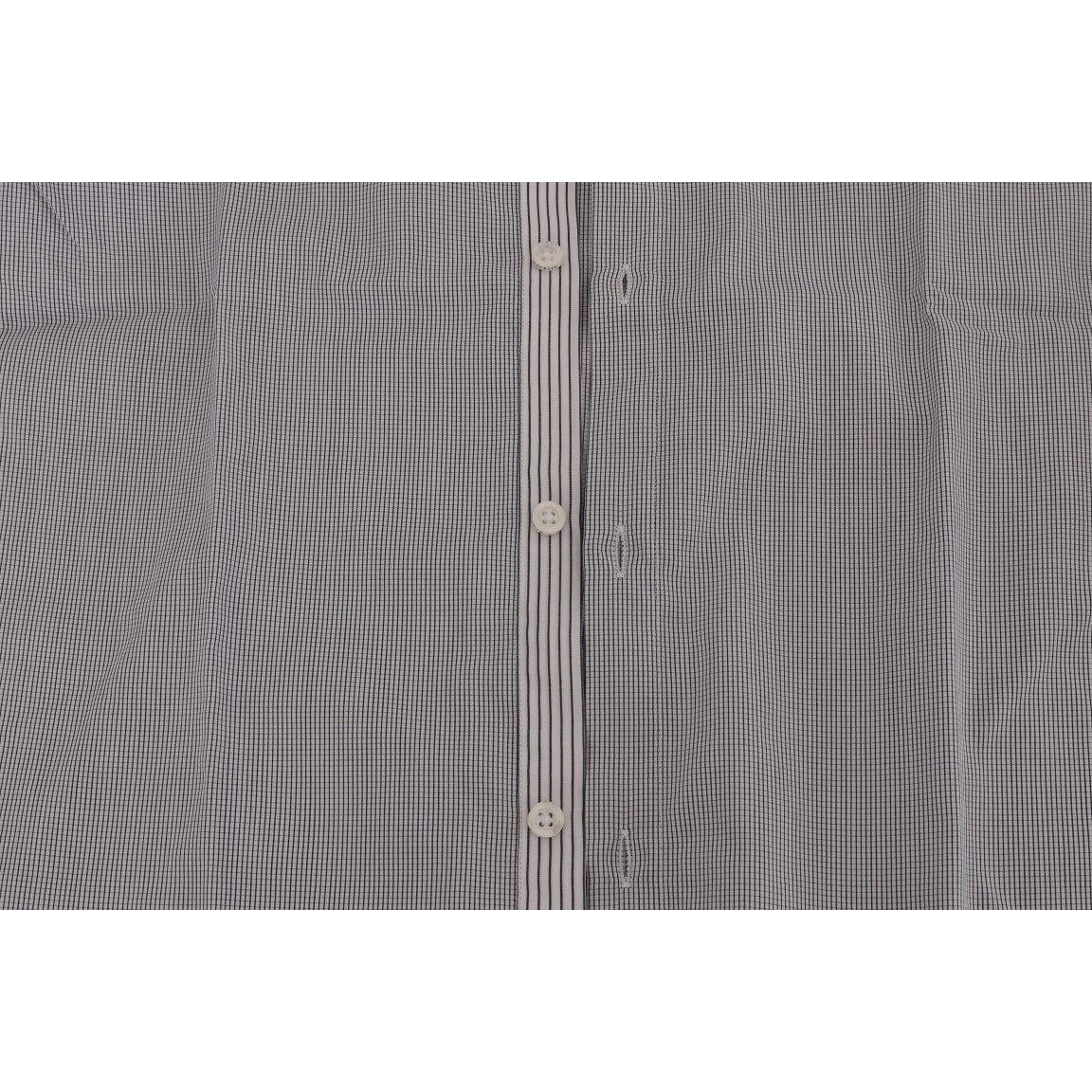 Frankie Morello White Blue Check Casual Cotton Regular Fit Shirt TSH1399-5