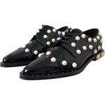 Dolce & Gabbana Black Leather Faux Pearl Dress Broque Shoes LA11189-40