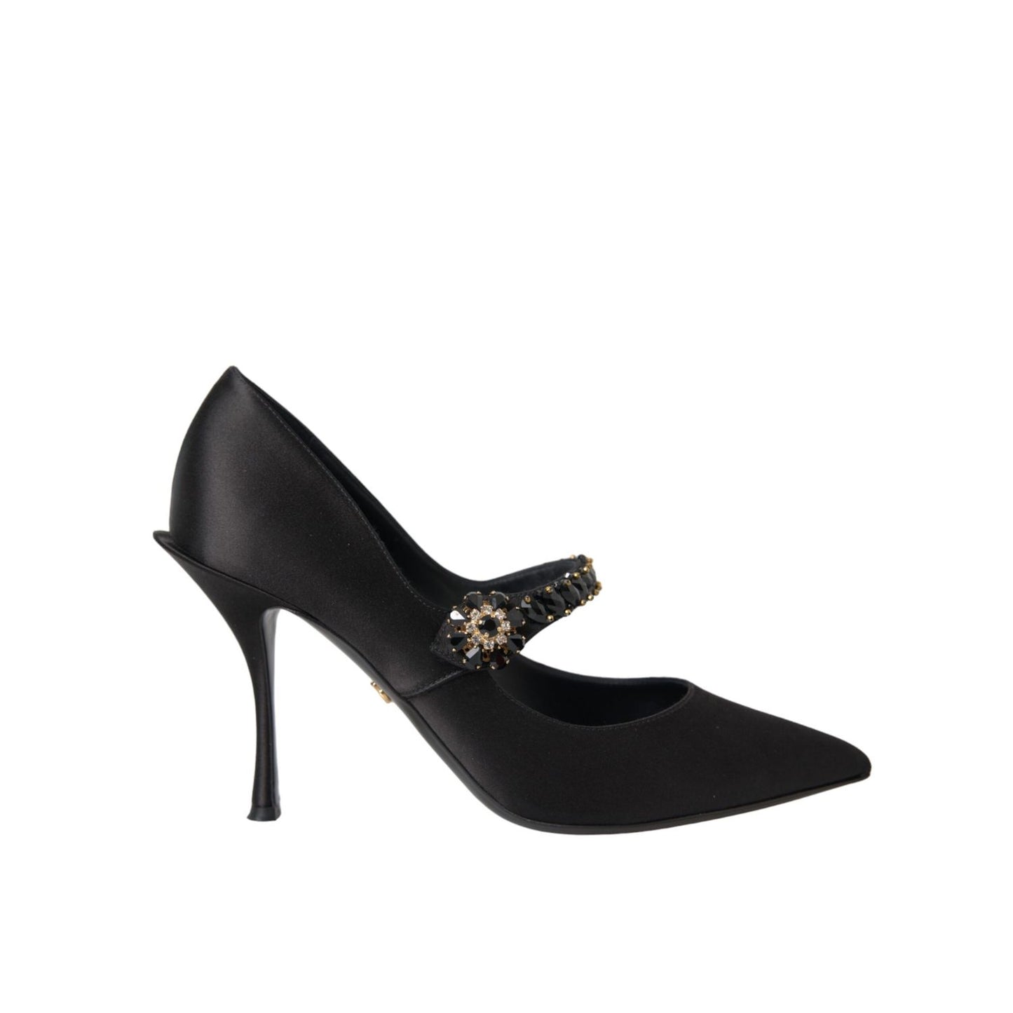 Dolce & Gabbana Black Mary Jane Crystal Heels Pumps Shoes