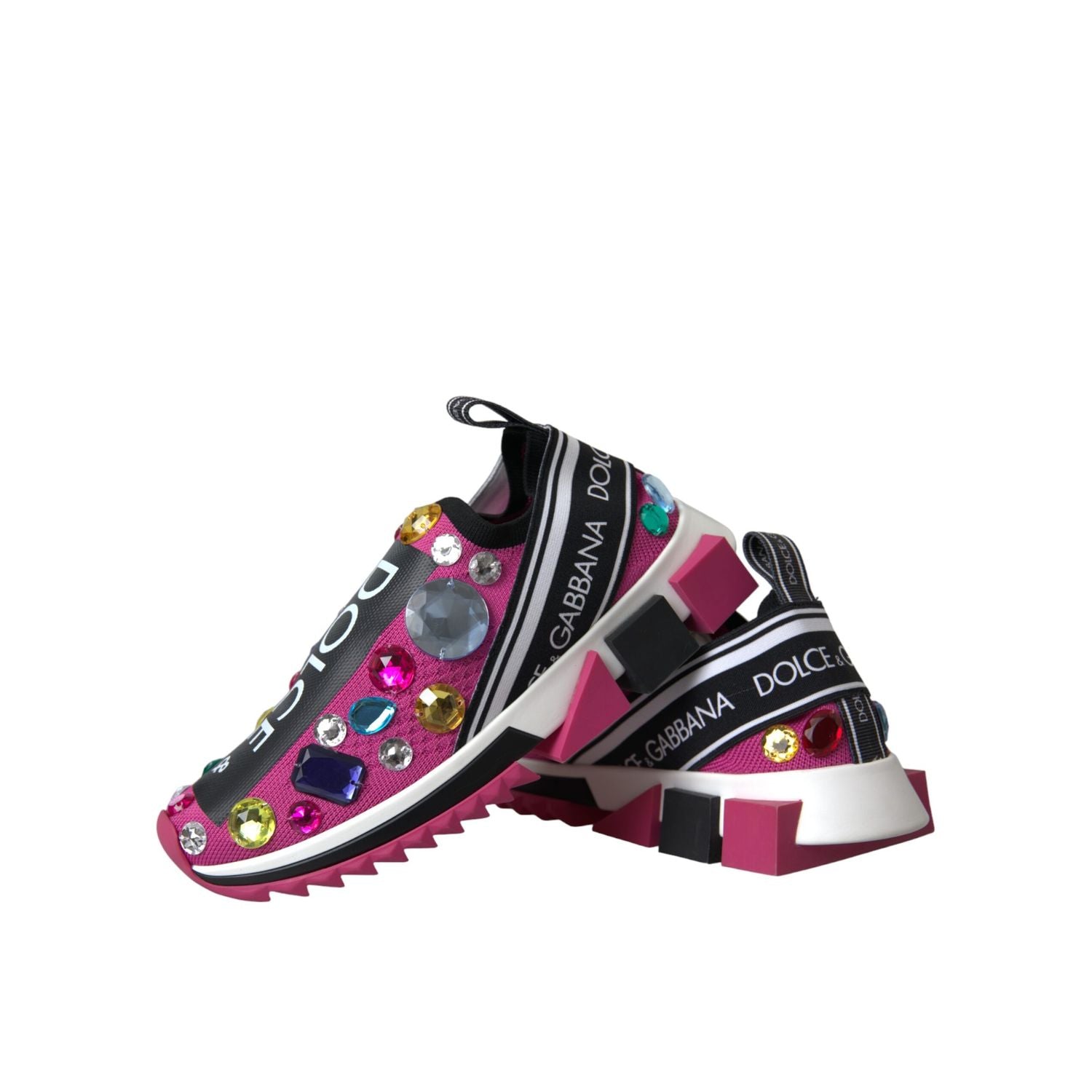 Dolce & Gabbana Pink Sorrento Crystals Sneakers Shoes