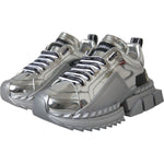 Dolce & Gabbana Silver Leather Super Queen Sneakers Shoes LA11077-36