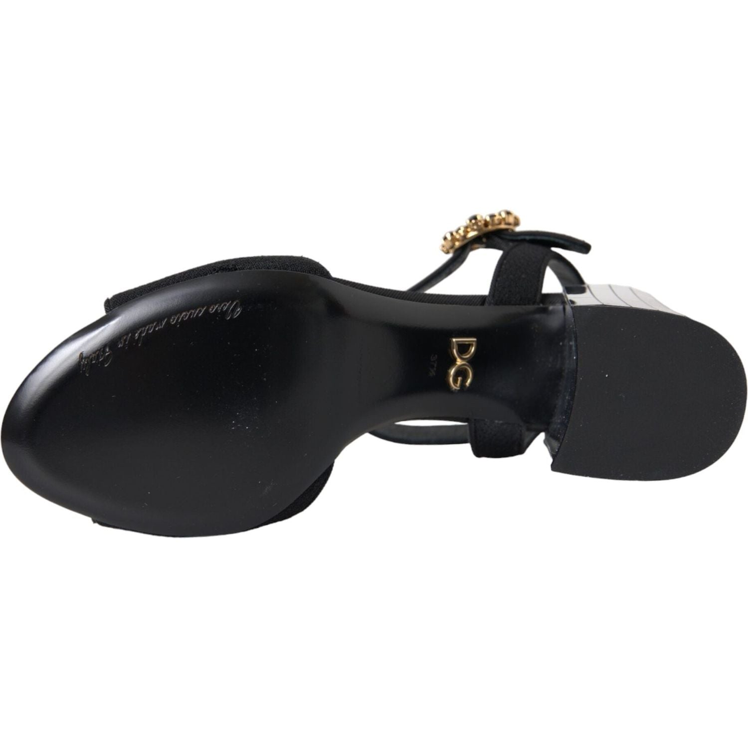 حذاء صندل كيرا بحزام كاحل من الكريستال الأسود من دولتشي آند غابانا
