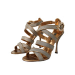 Dolce & Gabbana Bronze Crystal Strap Heels Sandals Shoes