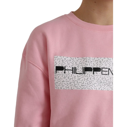 Philippe Model Pink Cotton Logo Print Long Sleeves Pullover Sweater
