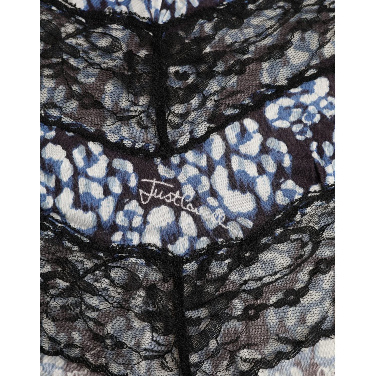 ملابس داخلية بلوزة بأكمام طويلة من الدانتيل باللون الأزرق من Just Cavalli