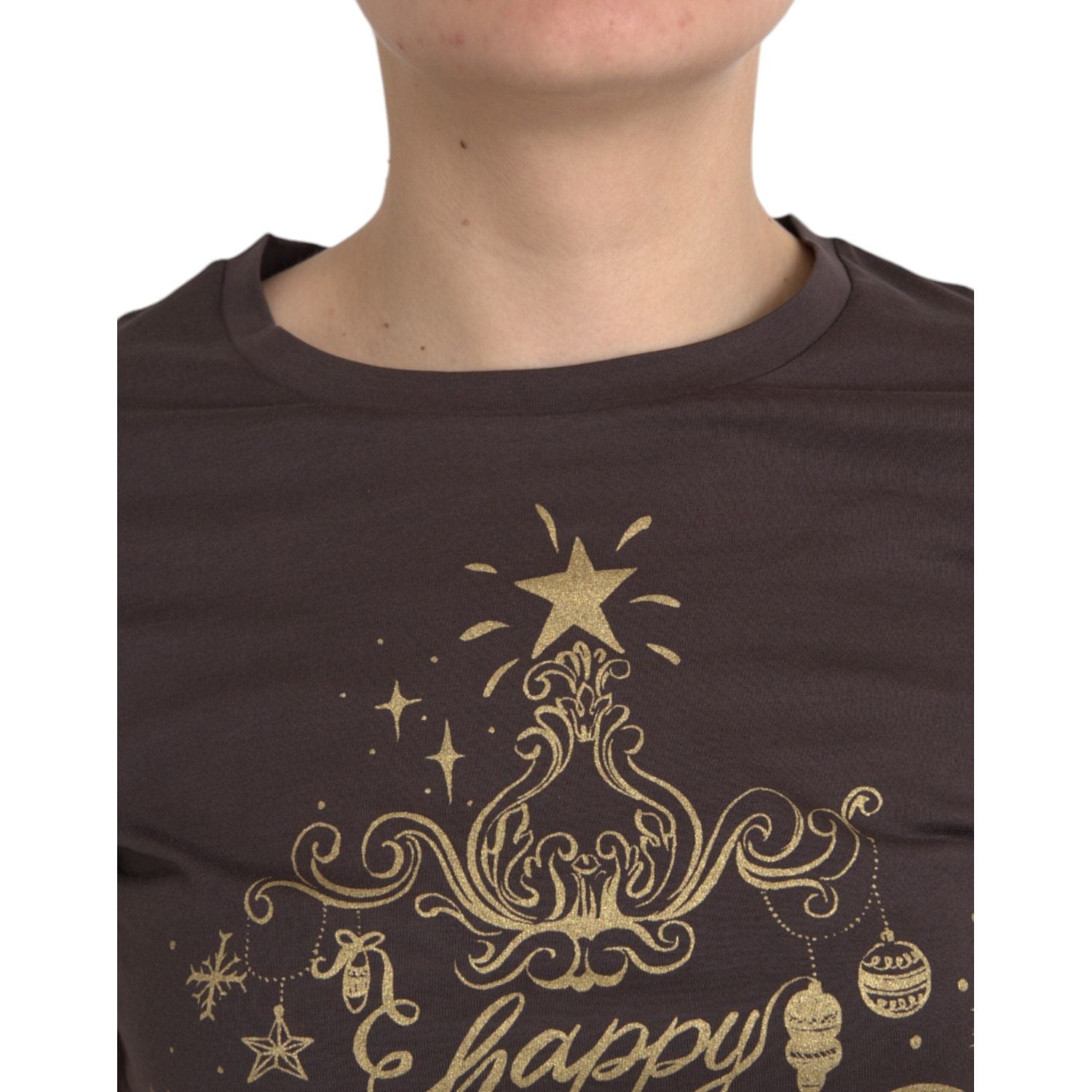 تي شيرت Dolce &amp; Gabbana Brown Crewneck 2017 مطبوع عليه Motive