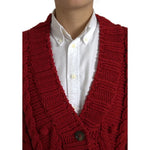 Dolce & Gabbana Red Wool Knit Button Down Cardigan Sweater