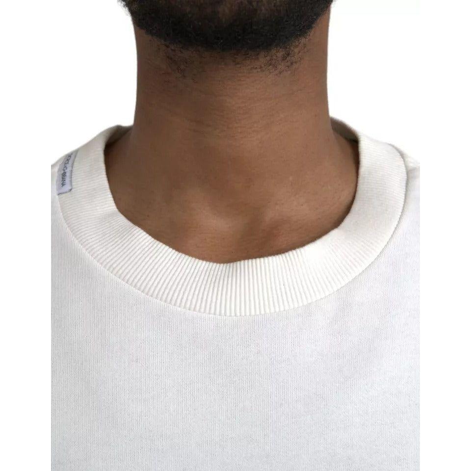 سترة من القطن بشعار دولتشي آند غابانا باللون الأبيض وياقة دائرية