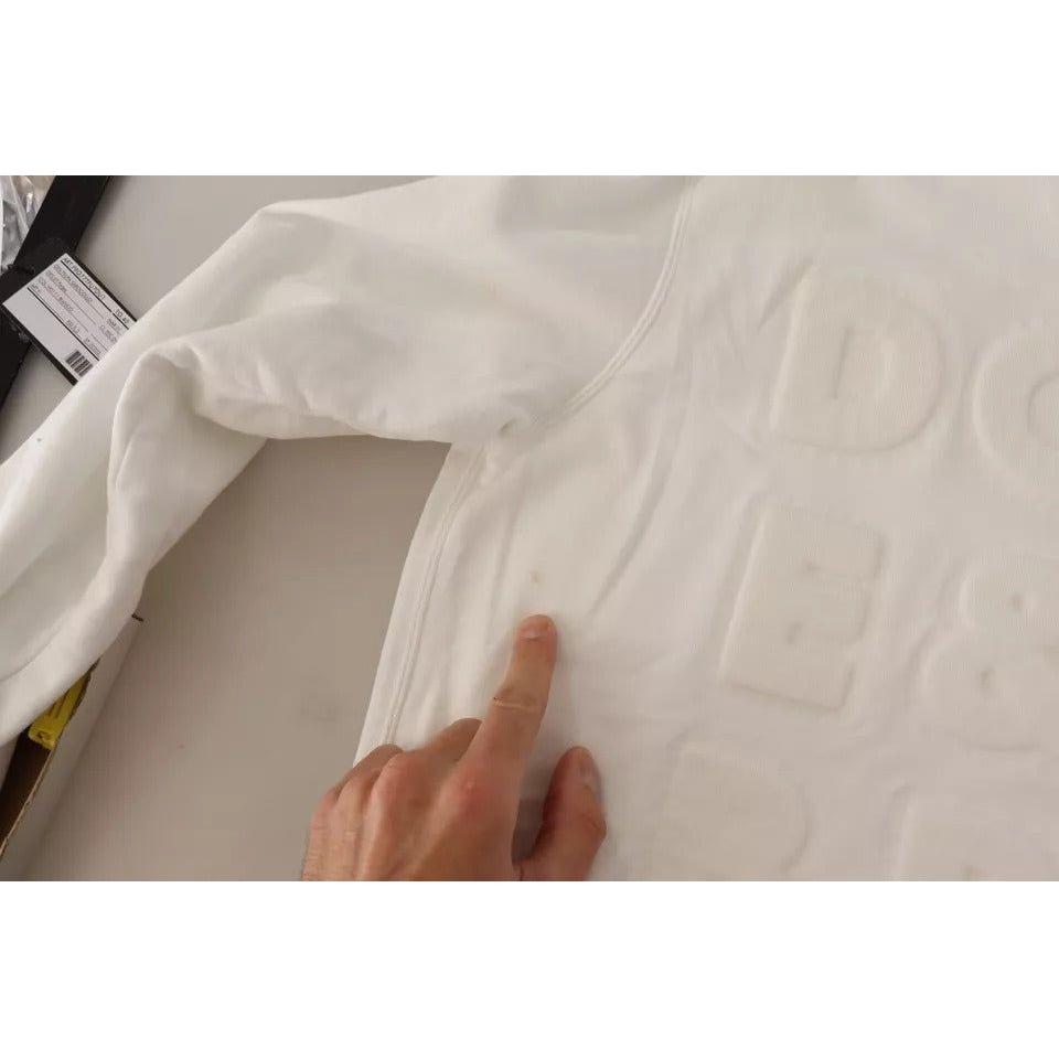 سويت شيرت من القطن منقوش بشعار دولتشي آند غابانا باللون الأبيض