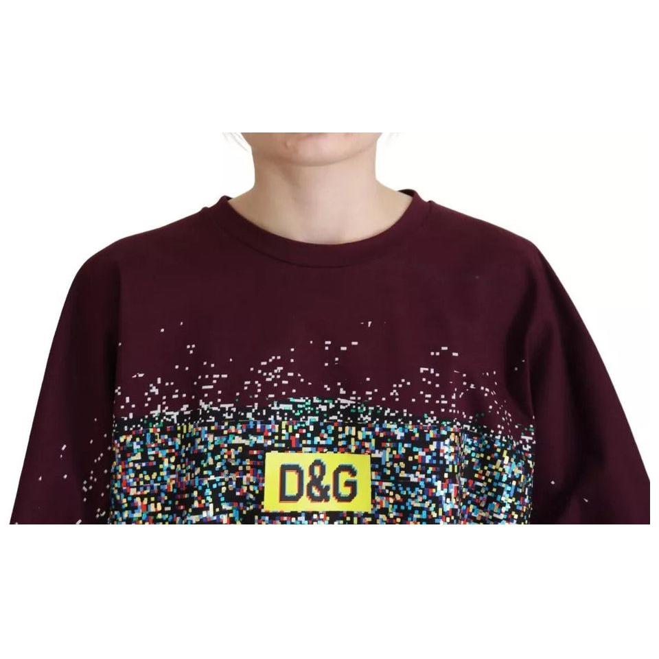 تي شيرت قطني بياقة دائرية وطبعة D&amp;G من Dolce &amp; Gabbana Bordeaux