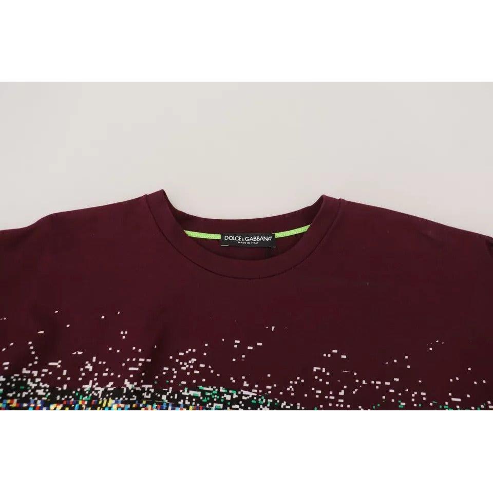 تي شيرت قطني بياقة دائرية وطبعة D&amp;G من Dolce &amp; Gabbana Bordeaux