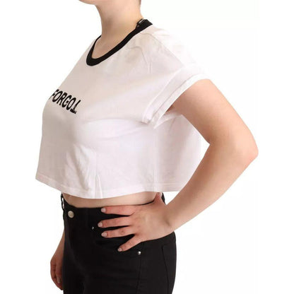 Dolce & Gabbana White Forgot Print Short Sleeves Crop T-shirt