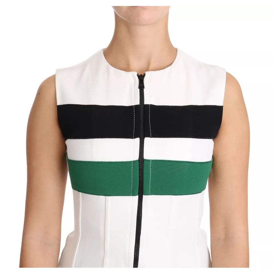 Dolce & Gabbana White Striped Cotton Sleeveless Top T-shirt