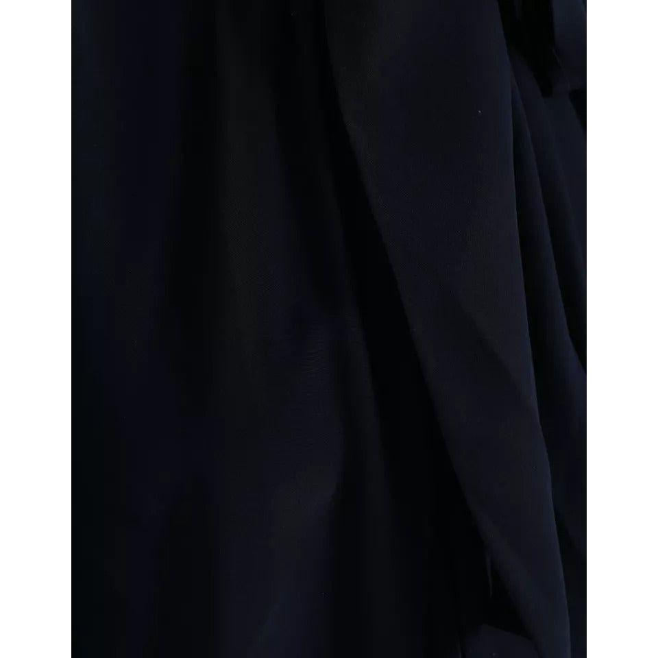 بلوزة دولتشي آند غابانا ذات الياقة أسكوت بأكمام طويلة باللون الأزرق