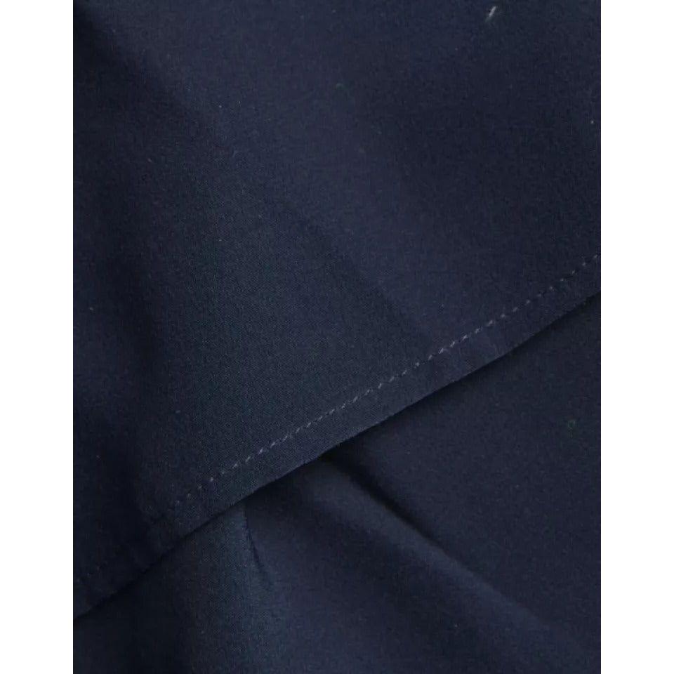 بلوزة دولتشي آند غابانا ذات الياقة أسكوت بأكمام طويلة باللون الأزرق