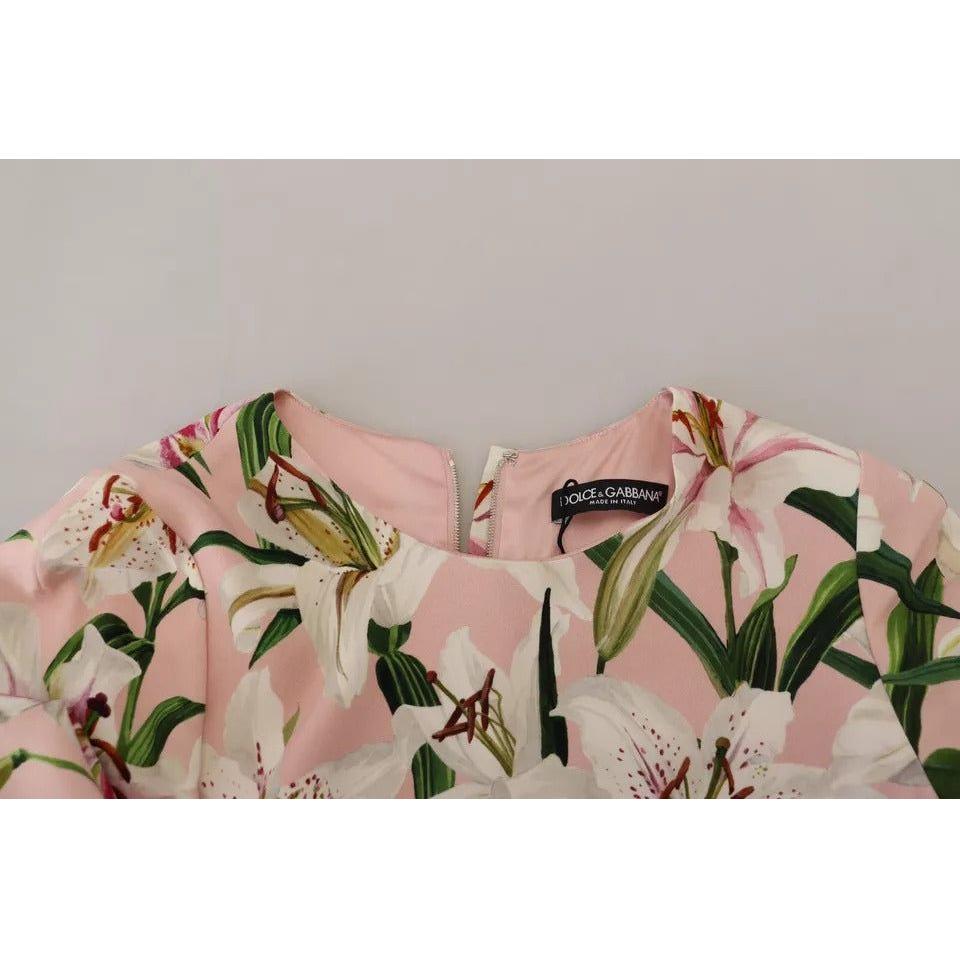 فستان دولتشي آند غابانا بينك ليلي فيسكوز بطول الركبة