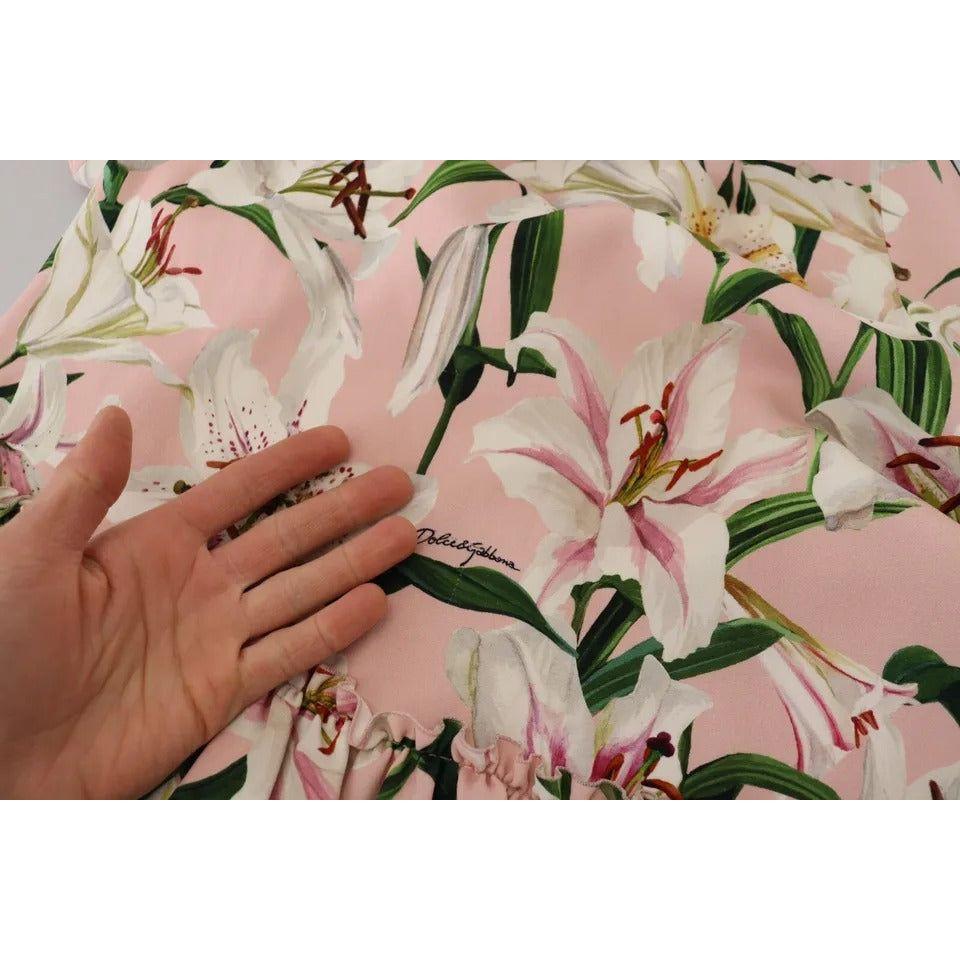 فستان دولتشي آند غابانا بينك ليلي فيسكوز بطول الركبة