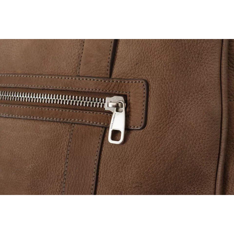 Dolce & Gabbana Brown Leather Shoulder Strap Travel Messenger Gym Men Bag VAS130389