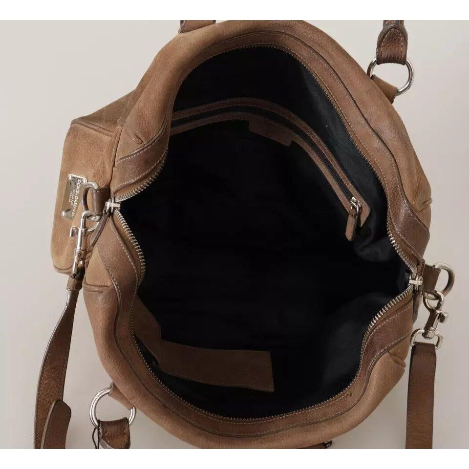 Dolce & Gabbana Brown Leather Shoulder Strap Travel Messenger Gym Men Bag VAS130389