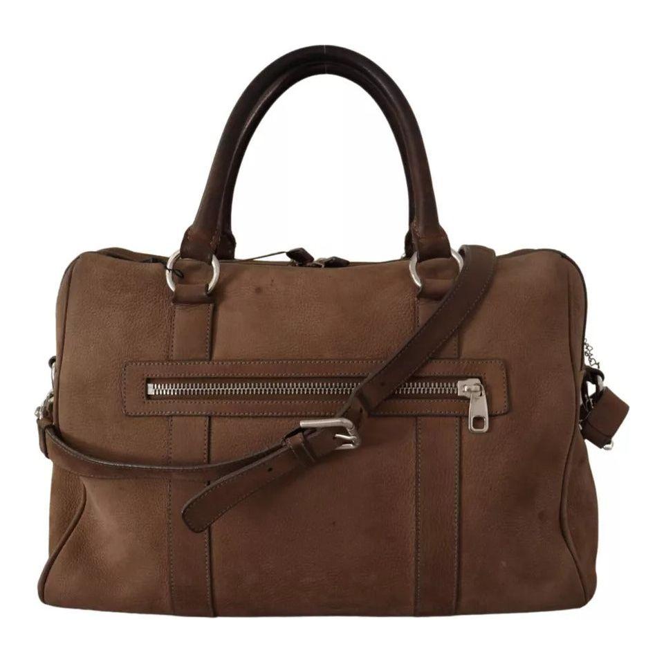 Dolce & Gabbana Brown Leather Shoulder Strap Travel Messenger Gym Men Bag VAS130389