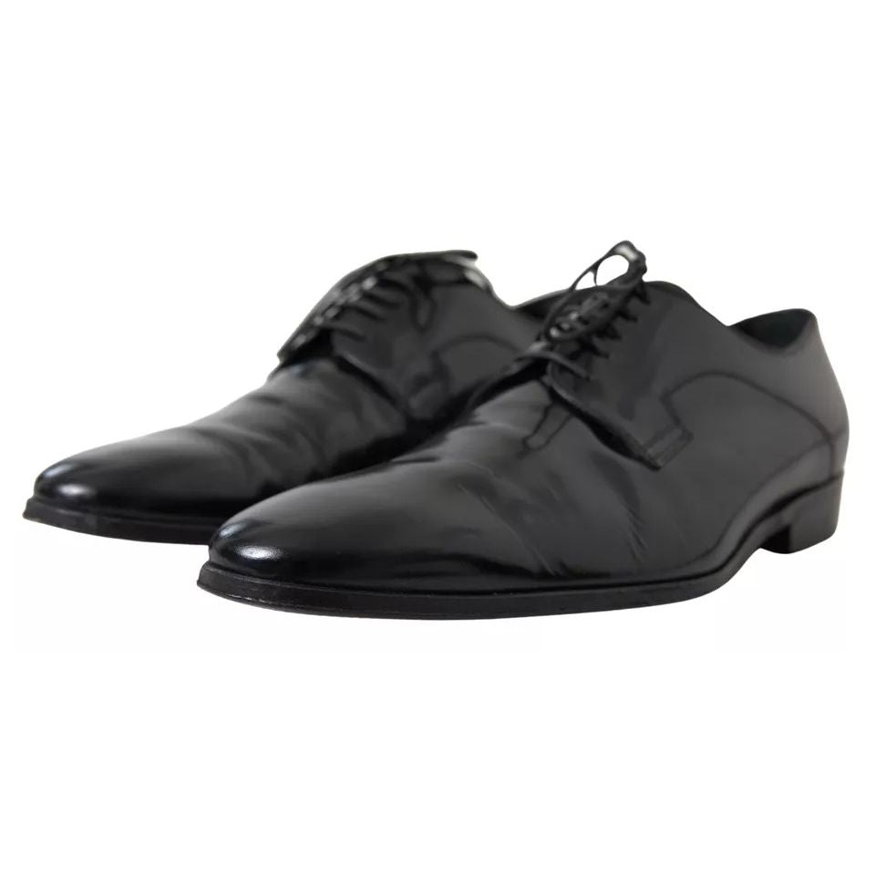 Dolce & Gabbana Black Polished Leather Formal Dress Shoes with logo, exclusive made in Italy