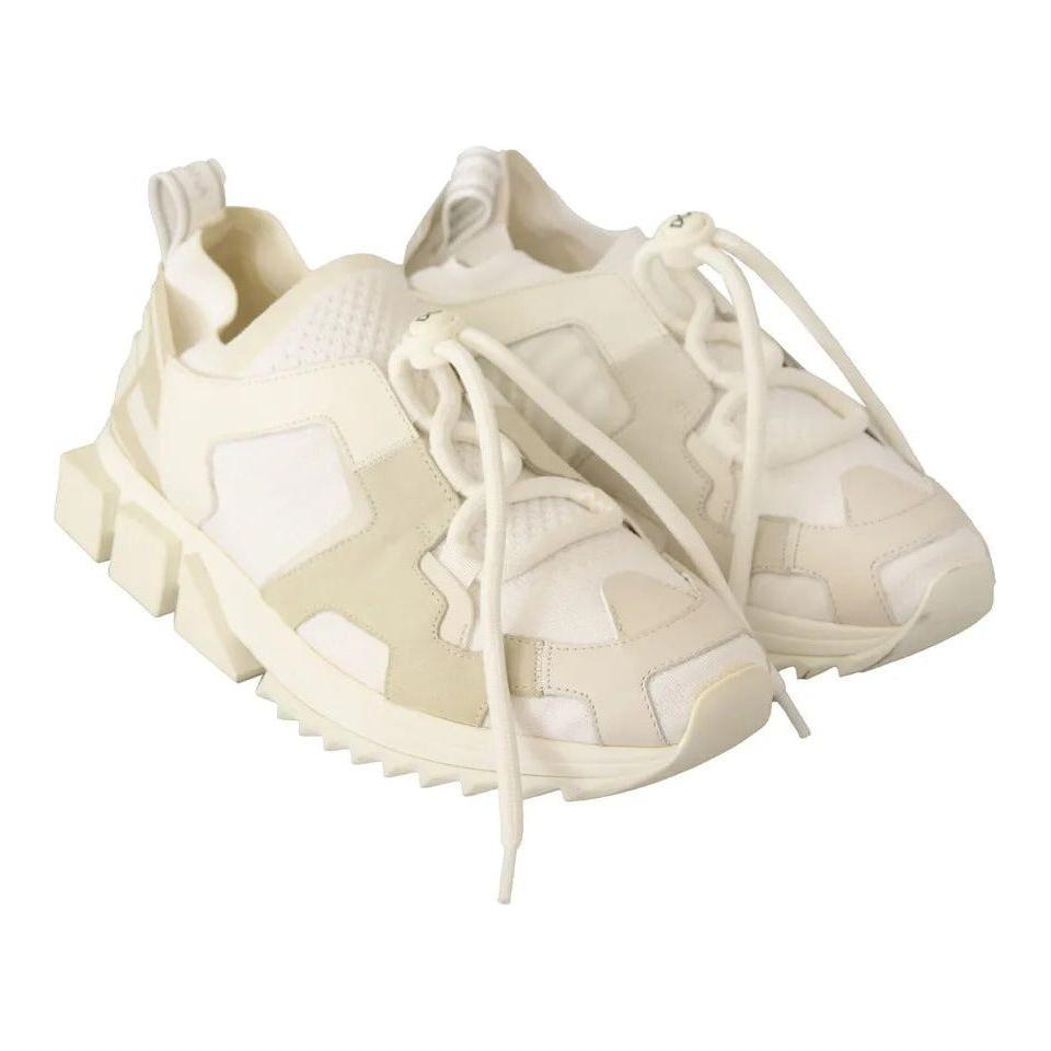 حذاء سنيكرز دولتشي آند غابانا سورينتو من القماش الأبيض برباط من الجلد السويدي