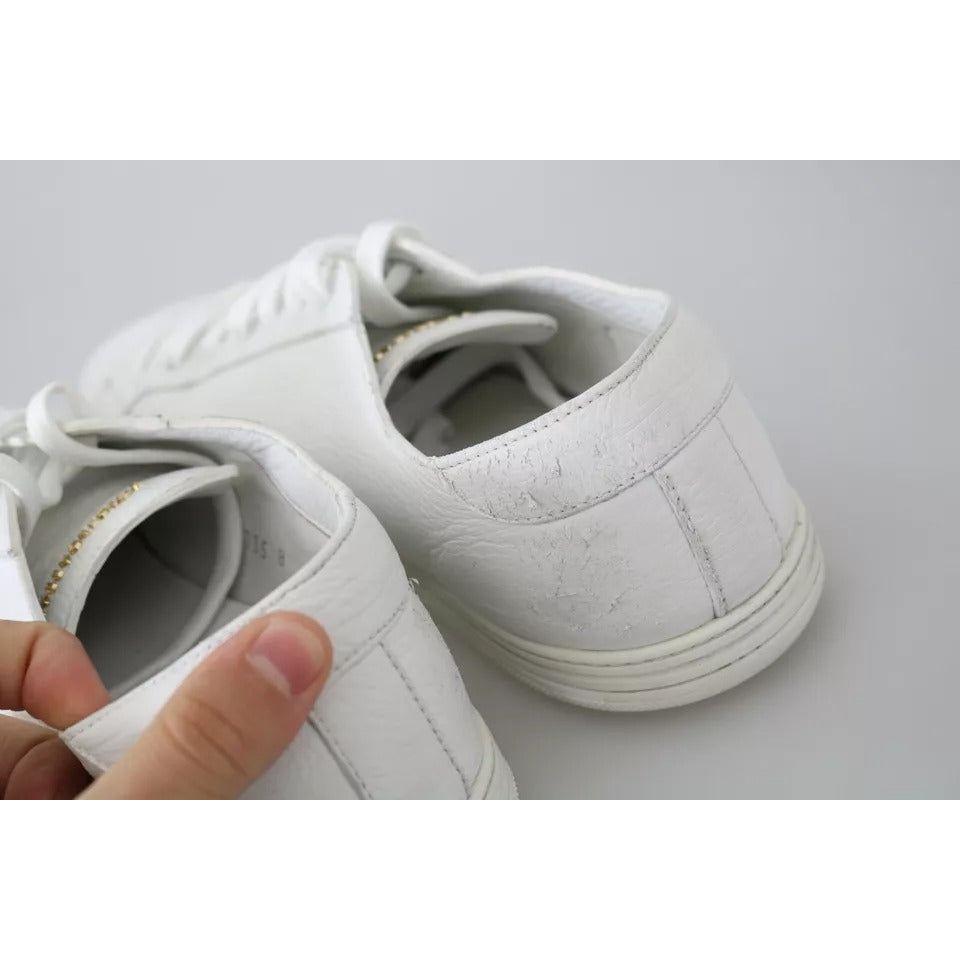 حذاء سنيكرز رجالي من دولتشي آند غابانا باللون الأبيض من سانت تروبيز برباط