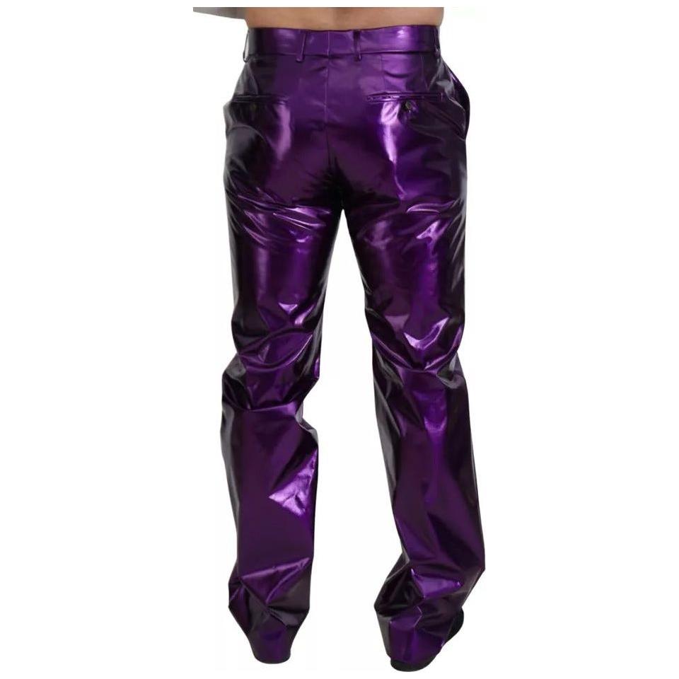 Dolce & Gabbana Purple Shining Men Casual Pants