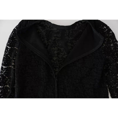 Dolce & Gabbana Black Lace Long Sleeve Blouse Nylon Top