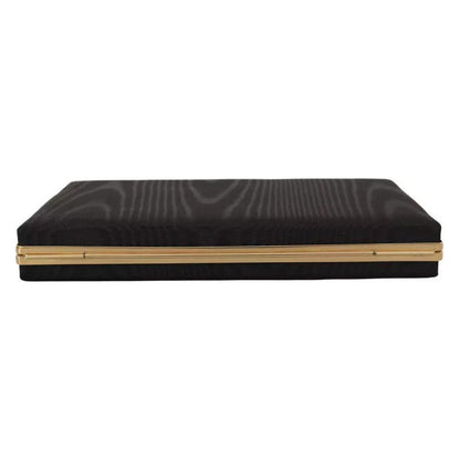 Dolce & Gabbana Black Silk Gold Frame Clutch Evening Party Purse Bag