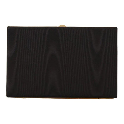 Dolce & Gabbana Black Silk Gold Frame Clutch Evening Party Purse Bag