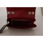 Dolce & Gabbana Pink Red Exotic Skins Gold Chain Purse LUCIA Leather Bag VAS130268