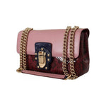 Dolce & Gabbana Pink Red Exotic Skins Gold Chain Purse LUCIA Leather Bag VAS130268
