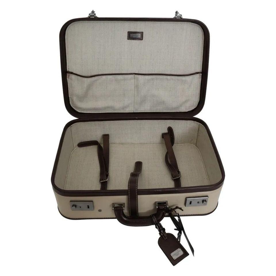 حقيبة سفر للرجال من دولتشي آند غابانا مصنوعة من الجلد باللون البني والبيج