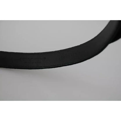 Dolce & Gabbana Black Velvet Leather Silver Buckle Belt