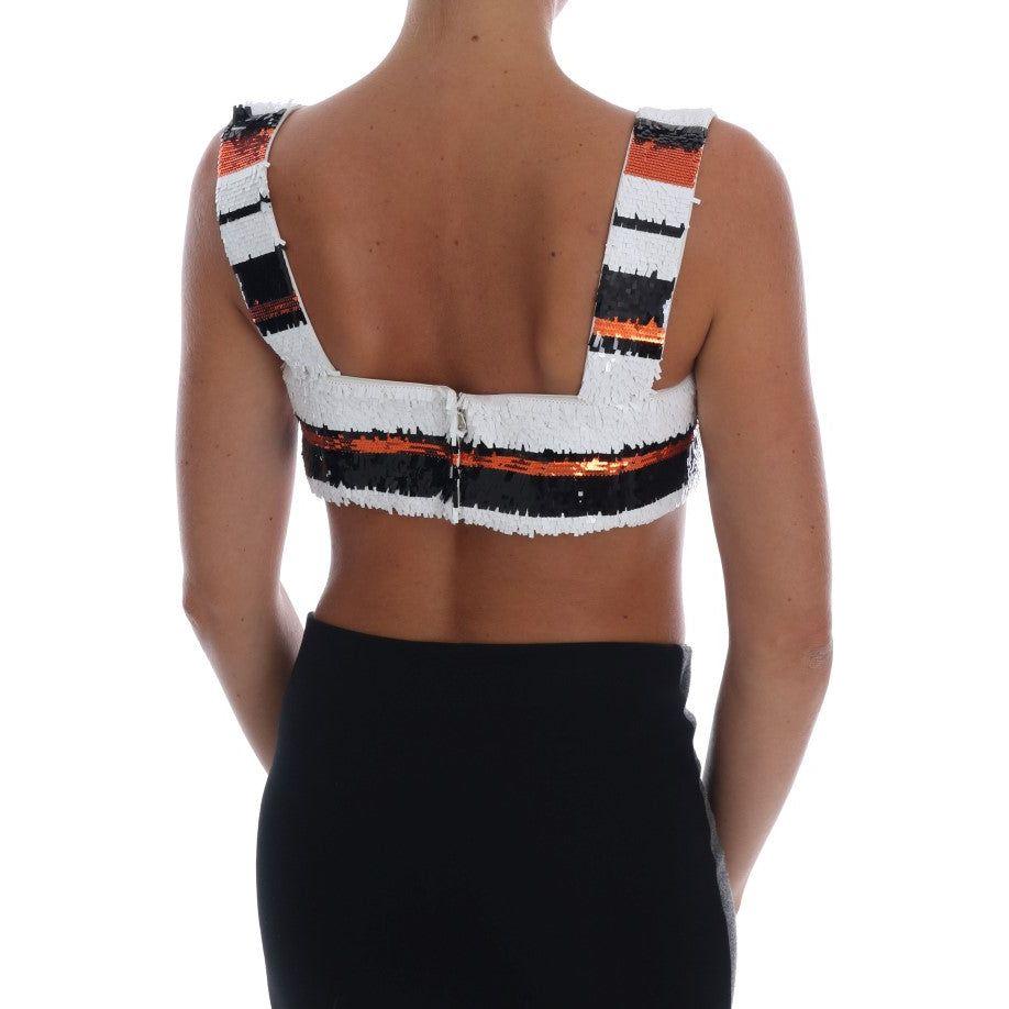 Dolce & Gabbana Multicolor Sequined Stretch Bustier Top 1728,4% Elastane,67345645728,Clothing,Dolce & Gabbana,IT42|M,Material: 96% Wool,Multicolor,New with tags,Sleeveless - T-Shirts - Clothing,T-Shirts - Clothing,Tops & T-Shirts - Women - Clothing,Women,