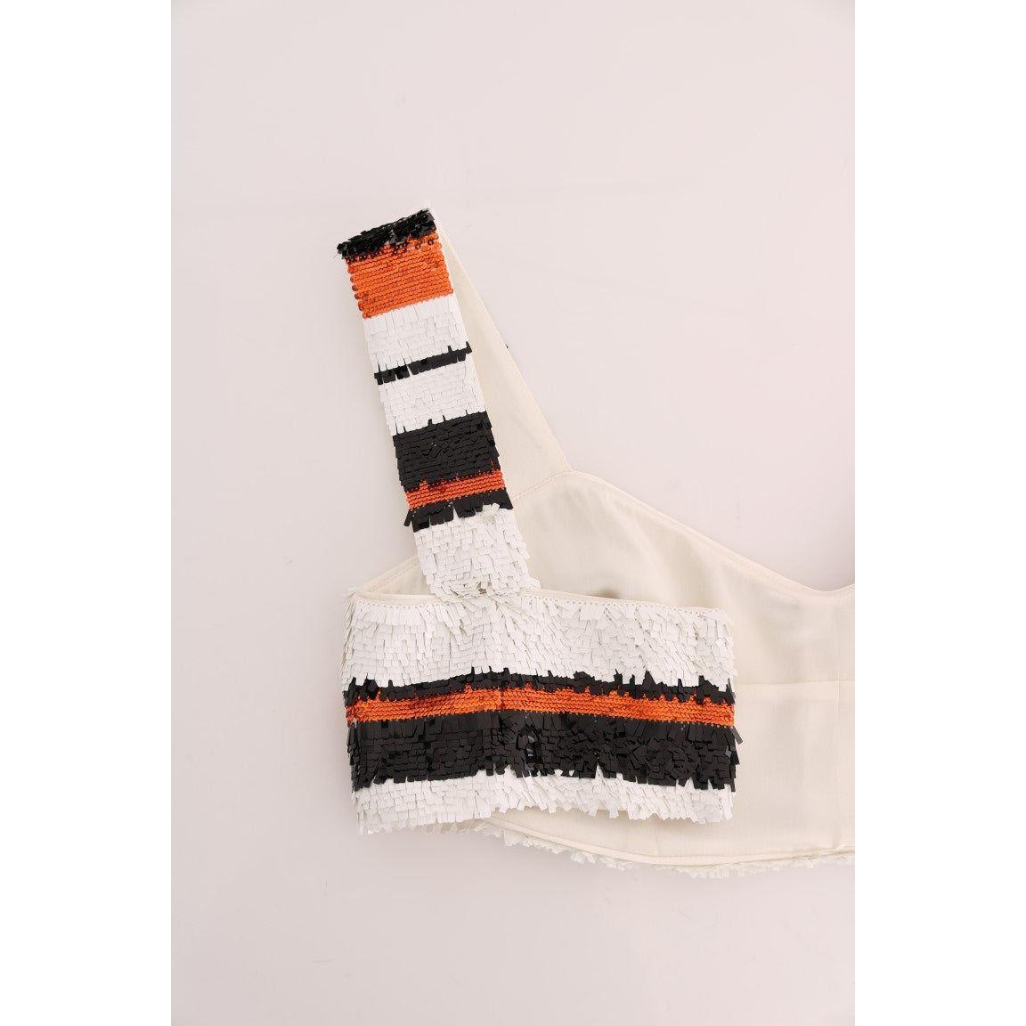 Dolce & Gabbana Multicolor Sequined Stretch Bustier Top 1728,4% Elastane,67345645728,Clothing,Dolce & Gabbana,IT42|M,Material: 96% Wool,Multicolor,New with tags,Sleeveless - T-Shirts - Clothing,T-Shirts - Clothing,Tops & T-Shirts - Women - Clothing,Women,