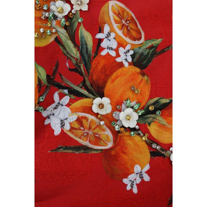 Dolce & Gabbana Orange Print Crystal-Embellished Blouse